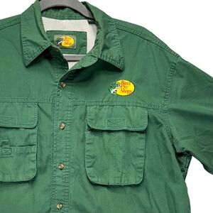 Bass Pro Shops Fishing Shirt Mens LT Green Ripstop Outdoor Utility